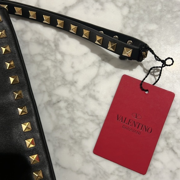 Valentino Rock Stud Black Leather Clutch   NWT - Picture 3 of 11